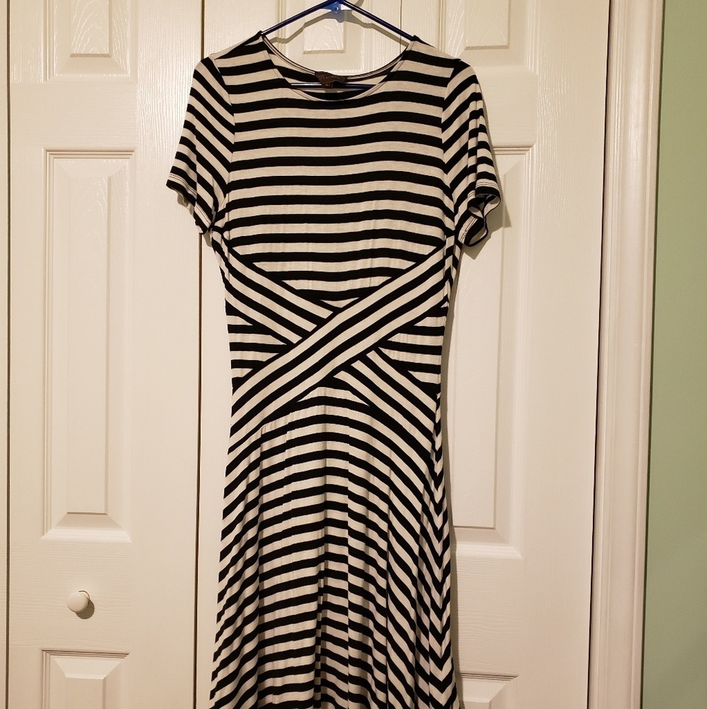 Black and cream stripe dress